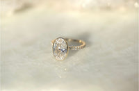 3.45ct Oval Lab Diamond Bezel Engagement Ring